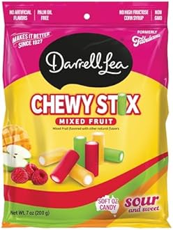 Darrell Lea Fabulicious Sour Candy Stix, Soft and Tangy, No Artificial Flavors, Palm Oil Free, Made in Australia, Shareable (Sour Mixed Fruit, 7 Ounce (Pack of 1))