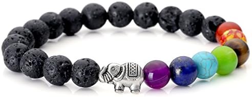Jovivi 7 Chakra Amethyst Stone Yoga Balancing Reiki Healing Elephant Lucky Charm Bracelet Women Jewellery