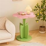 Plojkmnb Pink Coffee Table, Floral Accent Center Table, Elegant Small Sofa Coffee Table with Pedestal for Living Room, Bedroom, Lounge, Balcony(Pink)