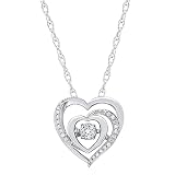 MAX + STONE 1/8 Carat Natural Diamond Heartbeats Dancing Diamond Heart Pendant Necklace for Women |