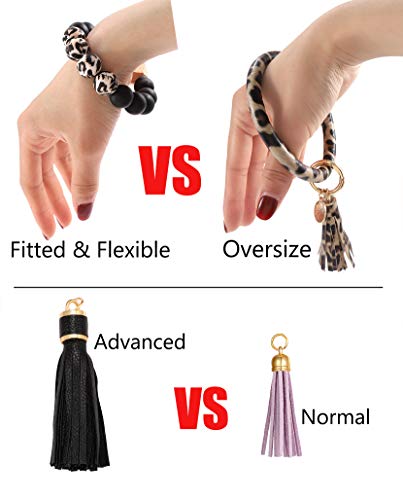 Bvga Wristlet Keychain Bracelet With Wallet，Silicone Bead Keyring Bracelet Bangle Car Key Ring Holder Tassel Keyring For Women #TOP4