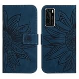 Rfvzubemok Compatible con Huawei P40 5G Custodia,Compatible con Huawei P40 5G Custodia per telefono Flip Kickstand con chiusura magnetica Blue