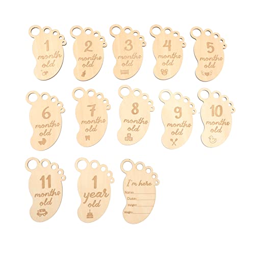 TOYANDONA 13 Pcs Milestone Mensal de Madeira Cartões Bebê Milestone Discs Newborn Fotografia Adereço