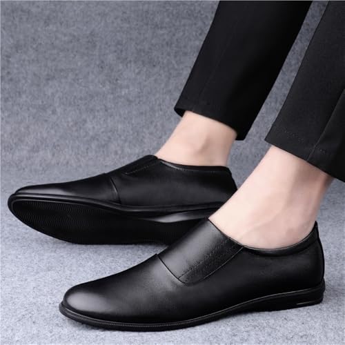 British Luxury Mens Oxford Shoes Breathable Slip On Low Top Walking Casual Leather Lightweight Soft Sole Bean2