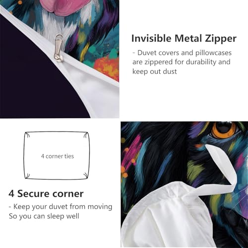 Parure de lit 140x200cm impression 3D chien en microfibre douce haute densité - 7