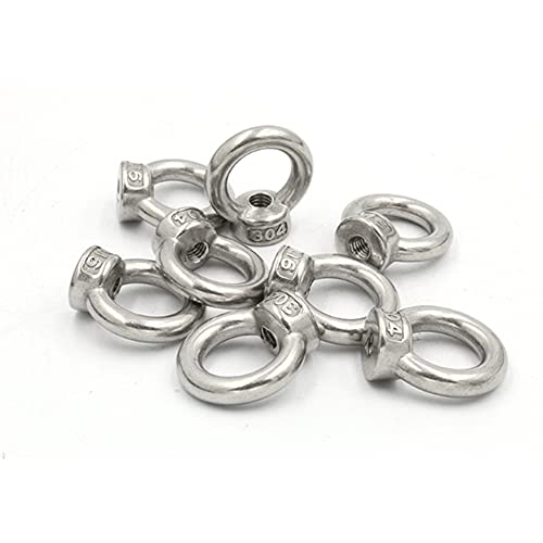 Cyleibe 8 Stück Ringmutter Edelstahl, M10 Ringmutter Ringschraube Ösenmutter Oesenschraube Augenmuttern Hardware Ringförmige Innengewinde-Befestigungsschraube für Seilmontage Hebezubehör Silber