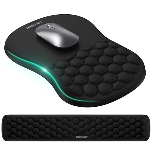 TECKNET Ergonomic Mouse Pad with Wrist Rest,Keyboard Pad and Mousepad with Wrist Support,Massage Design Effectively Relieves Carpal Tunnel Syndrome Suitable for Computers and Laptops
