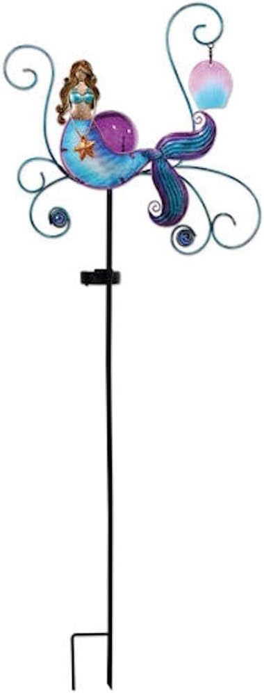 Sunset Vista Designs Mermaid Garden Stake with Solar Powered Light, 43"