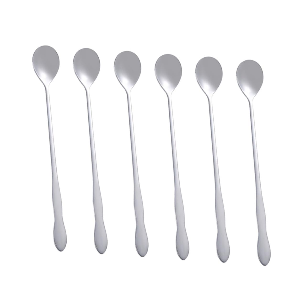NAMOARLY 6pcs Long Handle Spoon Iced Teaspoon Dessert Spoon Iced Tea Spoon Drink Mixing Spoon Tasting Spoons Coffee Spoon Stainless Spoons Mixing Spoons Dinner Spoon Drink Spoons Ice Spoon
