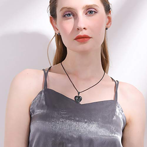U7 Love Charm Necklace Bright Black Stainless Steel Chain Tiny Facet Heart Pendant For Women Girls #TOP1