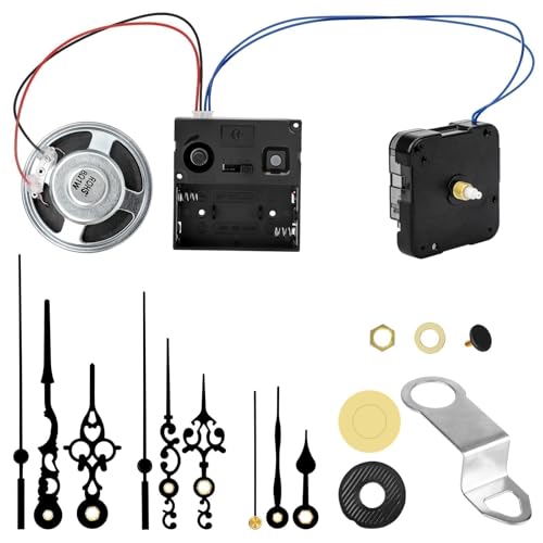 EEEKit Mecanismo Reloj Pared, Maquinaria de Reloj a Pilas, Movimiento con Altavoz de Caja de Música y 3 Juegos de Manecillas para Reparación