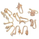 Ciieeo Piercings Nasales Falsos sin Perforación 11 Piezas Circonitas Cúbicas Incrustadas Clips Forma de U para Mujer y Hombre Joyería Nasal Cómoda para Piel Sensible y Uso Diario