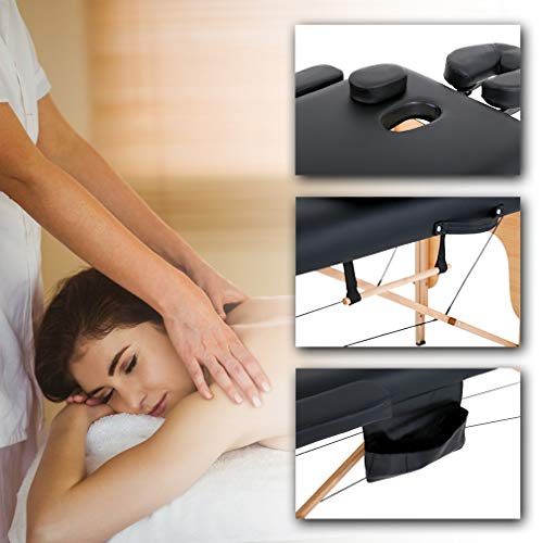 BestMassage Massage Bed Portable Massage Table 24 inch Wide Lash Bed Height Adjustable 2 Folding Spa Table with Towel Hanger Oil Pouch Half Bolster Round Bolster Non-Woven Bag by BestMassage - Image 7