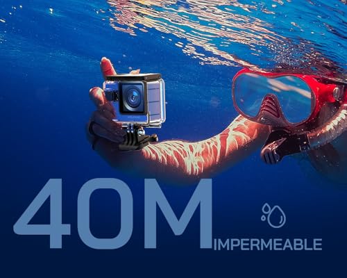 WOLFANG Cámara Deportiva WiFi 4K 60FPS GA300, Videocámara 8xZoom 24MP, Cámara Acuática Sumergible 40M con Micrófono Dual, 170° Gran Angular, EIS Mejorado, 2.4G Control Remoto, 2x1350mAh Baterías - imagen 6