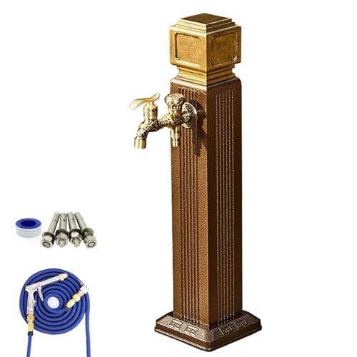 Water Column Garden Faucet Vertical Garden Water Column Faucet, Water Column with Tap and Spray, Outdoor, Designed for Gardens and Courtyards,Black,110-Gold-110cm/43in