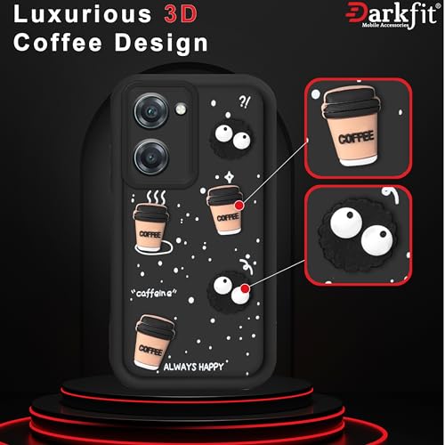 Image of Back Case Cover Compatible with Vivo T3 Lite 5G | Cute Fun Cartoon Ball 3D Coffee Silicone Case | Body Protection | Camera Protection | Shock Proof | Color Black | Pack of 1