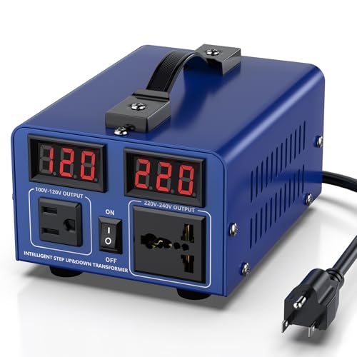 CELYYPU 500 watt Voltage Conversion Transformer Heavy-Duty Step-up/Step-Down AC 110V/120V/220V/240V Power Conversion, with resettable Circuit Breaker Protection, with US Power Cord, LCD Display