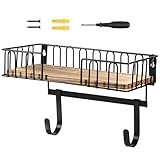 Organizzatore efficiente: supporto per asse da stiro è progettato per ottimizzare l'uso degli spazi domestici. Progettato con una base di stoccaggio in legno, un cestino in metallo e un paio di ganci, organizza con cura i ferri;Steather di viaggio;Spray e altri accessori da stiro