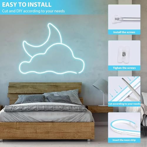 Image of 16.4 Feet Neon LED Strip Light | 12V Adapter, Waterproof IP65, Silicone Flexible Rope Light for Home Wall Decor & Gaming Room| Led Strip Lights | Neon Lights 5 Meter | (ICE Blue)