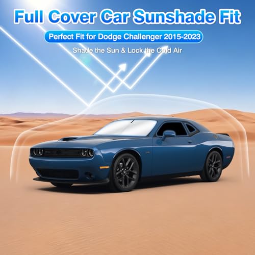 T TGBROS Windshield Sun Shade for Dodge Challenger 2015-2019 2020 2021 2022 2023 Car Window Shades Thicken UV Block and Blackout Privacy Foldable Sunshades 6PCS Accessories Keep Cool Sun Visor Covers by T TGBROS - Used condition - Image 2