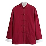 XMWOEIX Traje Tang de algodón para Hombres, Uniforme de Tai Chi, Ropa Tradicional China de Manga Larga, Chaqueta Hanfu, Ropa de Kung Fu, Camisa, Abrigo, Traje de Artes Marciales