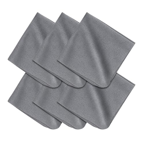 TENOC 6 Pack Microfiber Cleaning Cloths for Electronics, Camera Lenses, Eyeglasses, Cell Phone and Laptop Screens, Safe and Effective Wipe Kit, Gray (6"x6")