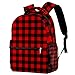 Rojo y negro escoceses estampado a cuadros hombro librero estudiante mochila mochila viaje mochilas para mujeres casual hombres mochila al aire libre bolsas, Multicolor-1
