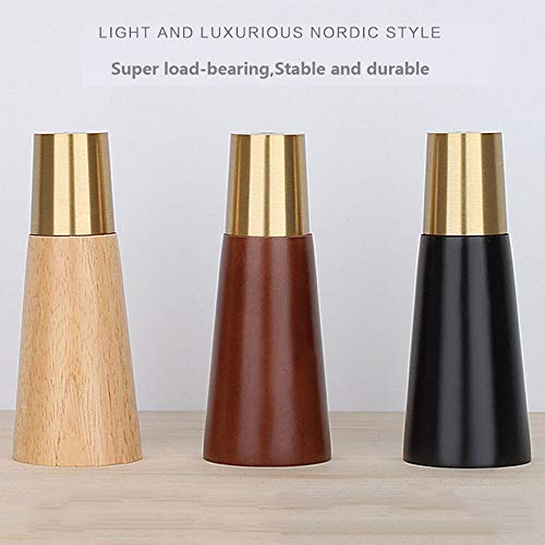 Heyce 4Pcs Solid Wood Round Sofa Replacement Legs For Dresser Bedside Table,4Inch 5Inch Legs,Pure Copper Bottom,Durable #TOP2