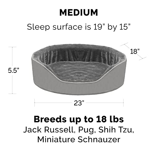 Furhaven Medium Orthopedic Dog Bed Plush & Velvet Oval Lounger W/ Removable Washable Cover - Smoke Gray, Medium #TOP1