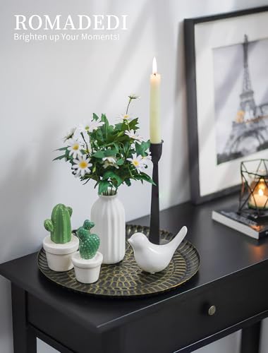 Romadedi Deko Tablett Schwarz Gold: Metall Hammered Dekotablett Rund Kerzentablett für Wohnzimmer Esstisch Tischdeko Dekorative Teller Kerzenteller für Kerzen Decoration,30cm