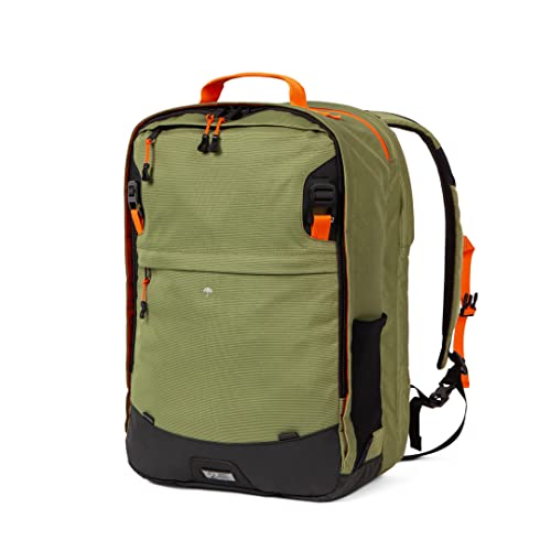 Two Wheel Gear - Pannier Backpack Convertible PLUS (30 Litre) - Weatherproof 2-in-1 Bike Commuting and Laptop Travel Bag Recycled Material Olive/Tangerine