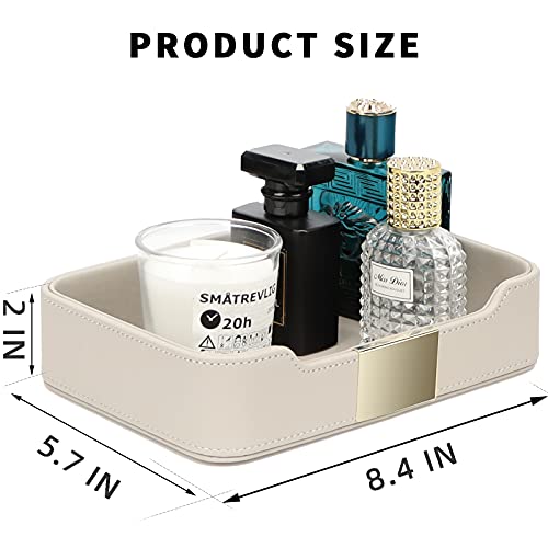 SANZIE-Luxury-Leather-Tray-Desktop-Storage-Catchall-Organizer-Decorative-Tray-for-Entryway-Table-to-Hold-Jewelry-Watch-Cosmetics-Keys-Phone-Wallet-Home-Office-Accessories-Grey