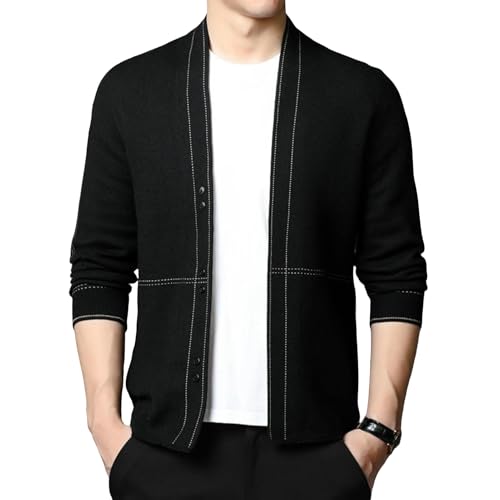 Cardigan loose couleur unie pour homme moderne et élégant