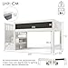 Merax Kinderbett Halbhochbett 90x200 cm, mit Whiteboard&Tafel für Kinder, Hochbett mit Treppe Staufach Stauraum-austauschbar, Lattenrost und Rausfallschutz, Ohne Matratze, Weiß/253x97x112cm