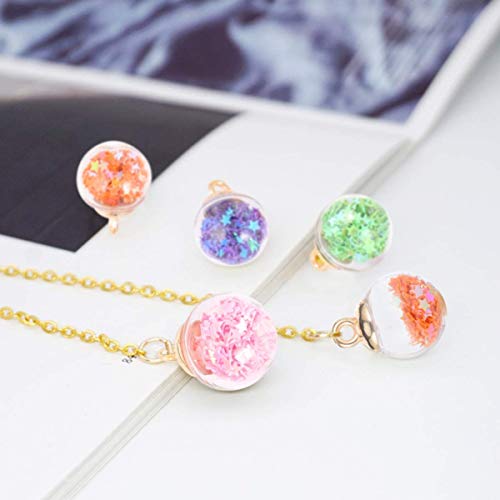 50 Pieces Crystal Glass Ball Charms Glitter Pendant with Star Decorations for DIY Necklace Bracelet Jewelry Making Xmas Party Home Decoration (16mm Random Color)