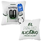 LINFORMAL Cojín Personalizado Fútbol - Diseño Doble Cara con Relleno Incluido - Regalo Original Aficionados del Fútbol - Regalo Camiseta Equipo Fútbol - Elche 35x35