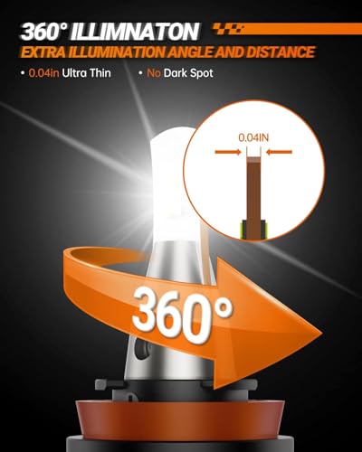 Image of SEALIGHT 9005 H11 LED Bulbs, 800% Super Bright H9 /H8 /H11 HB3 /9005 Driving Lights with Cooling Fan, 5 Min Plug-N-Play, Pack of 4