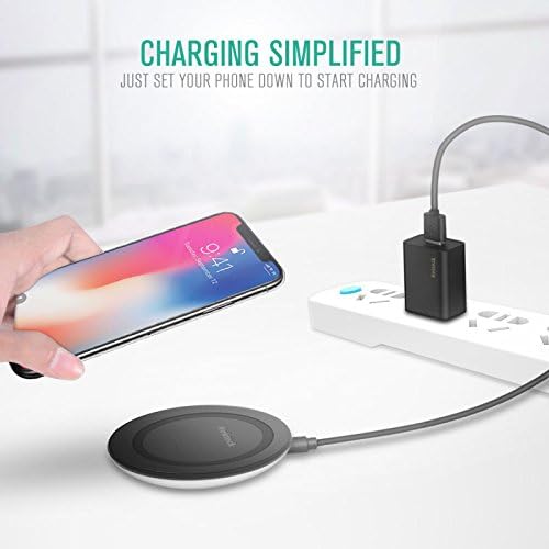 Nekteck Wireless Charger Fast Wireless Charging Pad for Samsung Galaxy S9/ S9+/ S8 /S8 Plus /S7 /S6 S7 Edge/Note 8 5, Standard Charger for iPhone X/Xs Max/ 8/ 8Plus 2 Pack (Adapter NOT Included)