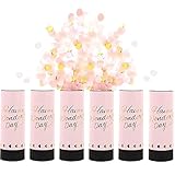 Pink Confetti Party Confetti Cannon, 6 Pack Mini Party Poppers Pink Confetti Cannon Shooters Biodegradable...