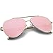 zeroUV Mirrored Oversized Aviator Sunglasses for Women and Men, Metal Frame with UV400 with Large Flat Mirror Lens 58mm (Gold/Pink Mirror)