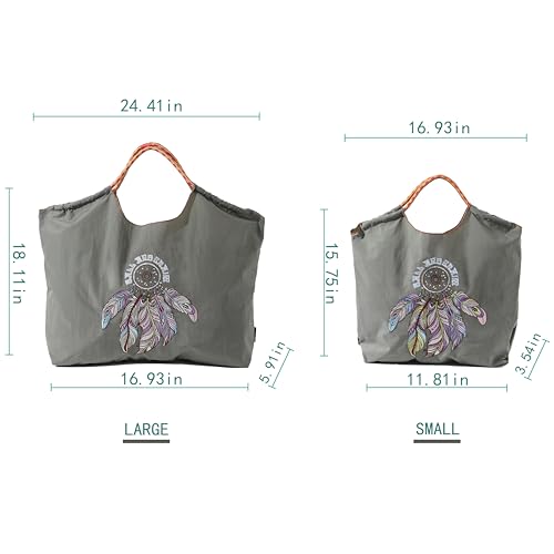 Ball&Chain Embroidery Initial Nylon Tote Bag,Personalized Present Suitable for Travel,Beach,is a Great Gift Women, Mom4