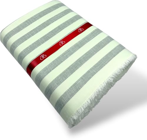 Image of JHABAK'S Unstitched Striped Shirt Fabric for Men - Cotton Linen Blend Lining Material - Shirt and Kurta Piece Cloth
