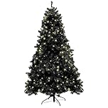 Christmas Tree World | 7ft Artificial Pre-lit Black Iridescence Pine | Bushy and Luxury Quality PVC Tips | Easy to Assemble and Take Down | 126cm Diameter