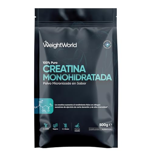Creatina Monohidratada en Polvo 500g - Cuchara Incluida, Pura de 200 Mesh, Sin Aditivos, 100% Monohidrato de Creatina Micronizada para 165 Días - Sin Sabor, Vegana, Sin Gluten ni OGM