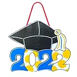 ✁Material duradero: la decoración de carteles de madera de graduación 2022 está hecha de madera de alta calidad. Suave, no tóxico, fuerte y duradero. El letrero colgante de graduación tiene un grano de madera transparente, lo que agrega muchas sorpresas a sus fiestas de graduación y regreso a casa.