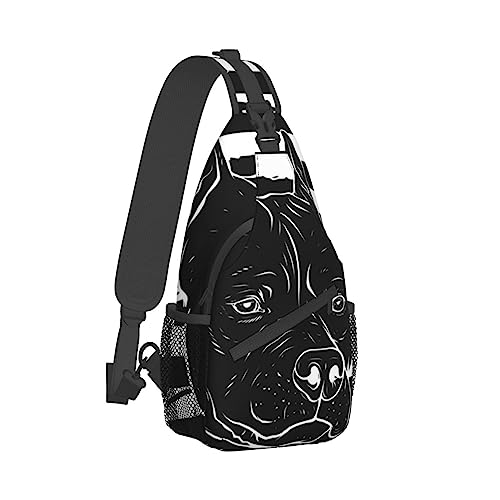 Sling Bag pitbull black and white american flag Crossbody Personal Pocket Bag Lightweight Chest Shoulder Backpack for Travel Hiking2