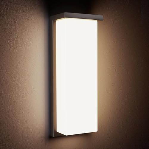 Image of 14in Dusk to Dawn Modern Black Outdoor Wall Light Fixtures