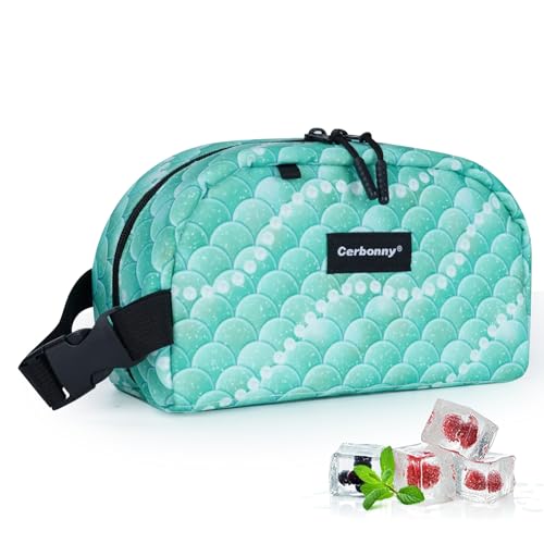 Cerbonny Small Insulated Lunch Bag (Green-Fish, 12.0 quarts) - Freezer
