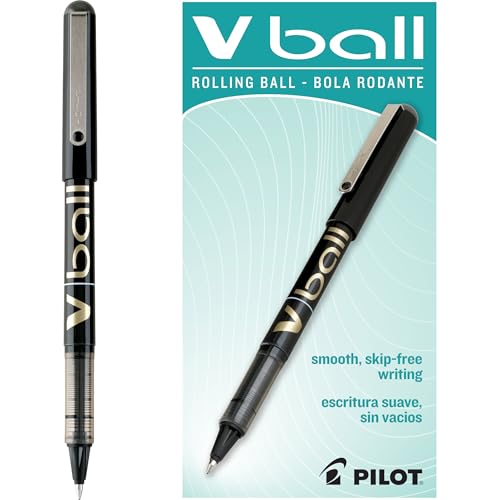 PILOT Vball Liquid Ink Rolling Ball Stick Pens, Fine Point, Black Ink, 12-Pack (35112)