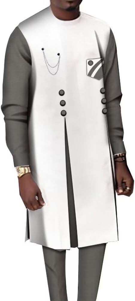 African Clothes for Men Sets Dashiki Shirts and Pants 2 Piece Set Tribal Mens African Outfits for Wedding Party